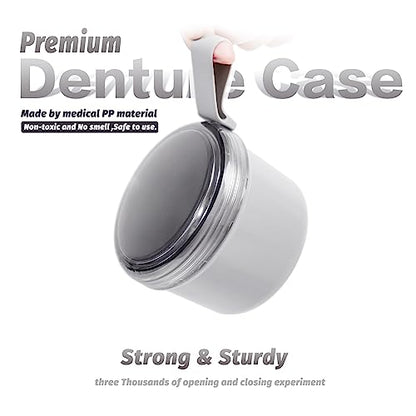 Uouovo Large Denture Bath Cup No Leak Denture Case Retainer Cleaner Case Complete Cleaning Care Denture Clear and Retainer Denture Holder for Soaking (grey) - color: grey