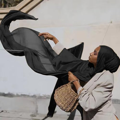 Viscose Hijab Scarf for Women Muslim Cotton Jersey Hijab Fashion Long Scarf Shawls - color: Black