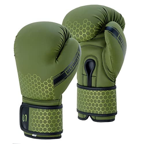 PFG Ultimate Series Boxing Gloves - Boxing MMA Muay Thai Training and Bag Work - color: Olive Green