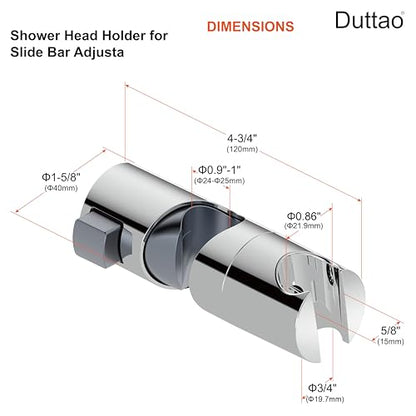 Shower Head Holder for Slide Bar Adjustable Hand Shower Holder Bracket for Slide Bar, Slider Clamp Bathroom Replacement,360 Degree Rotation Sprayer Holder, Polished Chrome Finish - color: Polished Chrome
