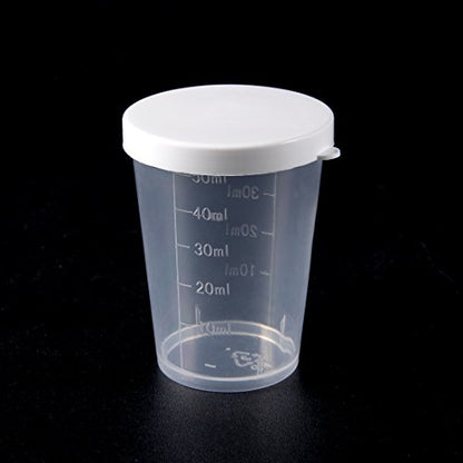 uxcell Measuring Cup 50ml Plastic Graduated Beaker Transparent with Lid for Lab Kitchen liquids 12pcs