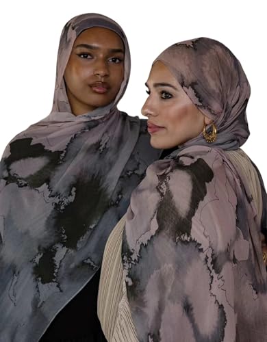 ZGMYC Watercolour Floral Printed Hijab Scarf for Women Soft Modal Cotton Instant Hijab Head Wraps Shawls Long Scarves - color: Color 5