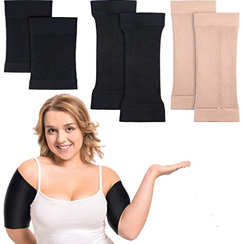 2 Pair Upper Arm Compression Sleeves for Plus Size Women Flabby Arms, Slim Arm Shapers Wraps, 1 Pair Calf Compression Sleeves Included