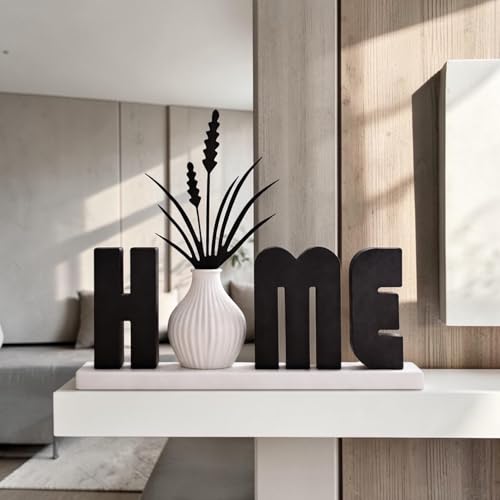 Modern Home Decor Set with Vase – Minimalist Black and White Table Decoration, Living Room Shelf Decor, Handmade Style Centerpiece