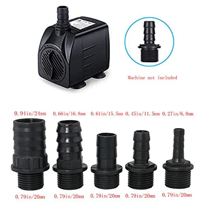 Nozzles Kit for Fountain Pump, Replacement Adapters 5 Sizes Plastic Nozzles for Aquarium, Fish Tank, Pond, Hydroponics, Statuary
