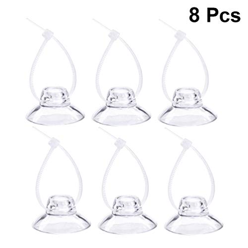 8 Pieces Aquarium Suction Cup Clips with Zip Cable Ties - Suction Cup Hooks Fit for Binding Shrimp Nest Dodging Nest Fish Tank Accessories