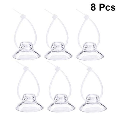 8 Pieces Aquarium Suction Cup Clips with Zip Cable Ties - Suction Cup Hooks Fit for Binding Shrimp Nest Dodging Nest Fish Tank Accessories
