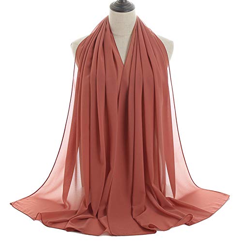 YOUR SMILE for Women Lightweight Breathable Solid Color Soft Chiffon Long Fashion Scarves Sun-proof Shawls Wrap - color: Rust Red