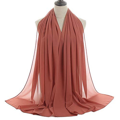 YOUR SMILE for Women Lightweight Breathable Solid Color Soft Chiffon Long Fashion Scarves Sun-proof Shawls Wrap - color: Rust Red