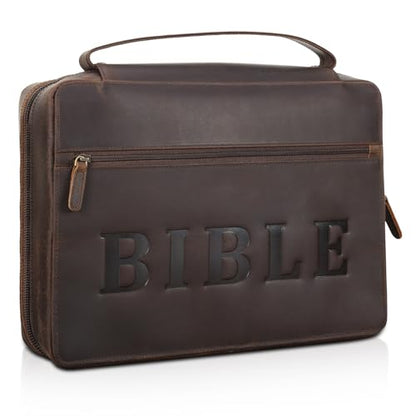 Polare Cowhide Leather Bible Cover Church Bag Book Protective Case Holder