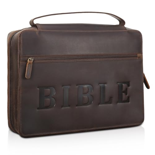 Polare Cowhide Leather Bible Cover Church Bag Book Protective Case Holder