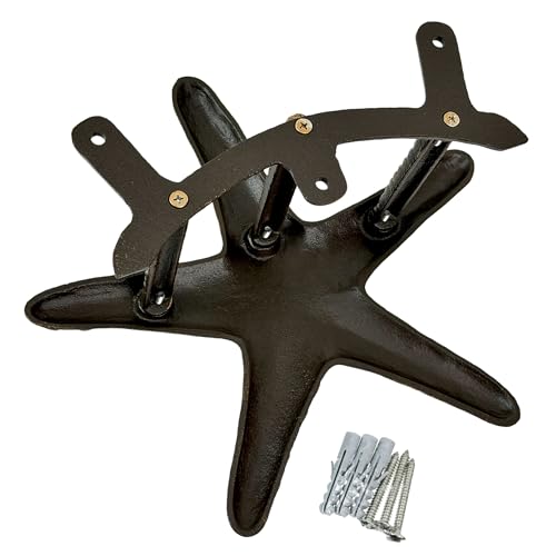 Zeckos Garden Hose Holder Starfish Bronze 12 Inch Cast Iron | Textured Coastal Shape, 5.5 Inch Deep, Three Mounting Tabs, Matching Screws - color: Starfish - Bronze