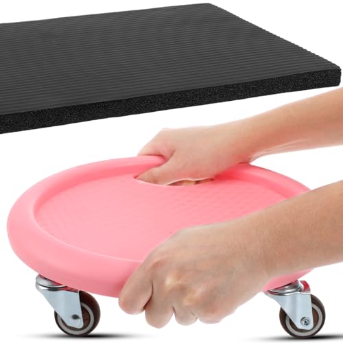 HANABASS Four Wheel Ab Roller with Knee Mat | Multi-Directional Ab Wheel Exercise Roller, Silent Core Workout Equipment for Home Gym Fitness Training