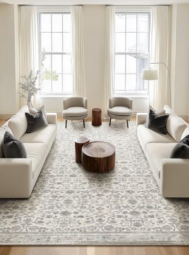 Machine Washable Rugs for Living Room: 10x14 Area Rugs for Bedroom - color: Beige/Grey/Multi, size: 10' x 14' (Rectangular)