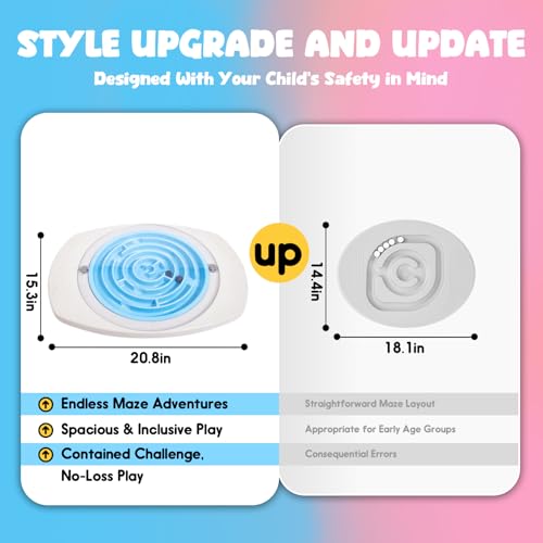 Maze Balance Board for Kids, 3 Replaceable Labyrinth Boards + 140lbs Capacity - Sensory Integration & Proprioceptive Training Wobble Board for Therapy/Ski/Surf Prep