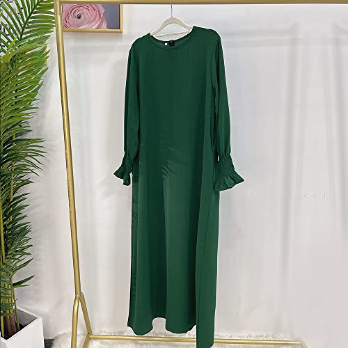 Women Prayer Dress Muslim Ramadan Garment Abaya Dubai Islam Jilbeb Long Dress Without Hijab - color: Dark Green, size: Small