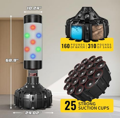 Smart Music Punching Bag 69",4 Training Modes,Can Connect to Bluetooth Smart Music Boxing Bag with 2 Pairs of Boxing Gloves for Home,Office and Gym Workout.