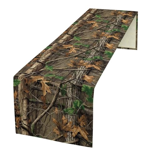 Camo Hunting Table Runners, Rustic Camouflage Camping Fashion Fall Woodland Cabin Wedding Coffee Table Runner, Farmhouse Style Table for Kitchen Dining Table WeddingGraduationParty 13x36in - color: Camouflage-2, size: 13x36 Inch