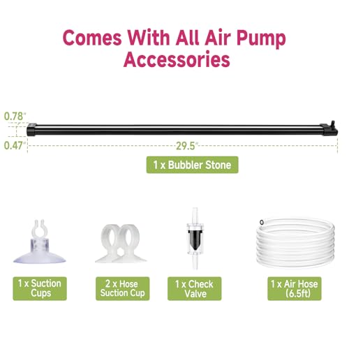 hygger Aquarium Bubble Curtain Wall, Quiet Fish Tank Air Stone with Accessories, High Dissolved Aquarium Bubbler Oxygen Diffuser Decoration for Freshwater & Saltwater - size: 29.5-IN Long