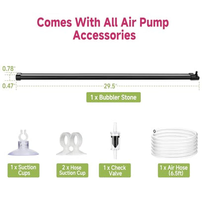 hygger Aquarium Bubble Curtain Wall, Quiet Fish Tank Air Stone with Accessories, High Dissolved Aquarium Bubbler Oxygen Diffuser Decoration for Freshwater & Saltwater - size: 29.5-IN Long
