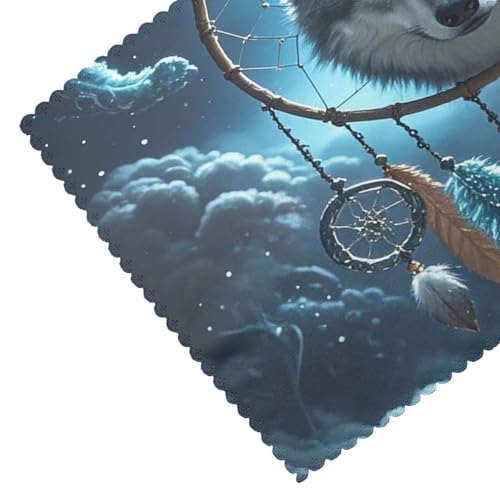 Placemats Set of 4 Heat Resistant 3D Wolf Dream Catcher Place mat for Dining Table Non-Slip Table Mats Desktop Protection Pad Washable Place Mats for Kitchen Dining Outdoor - color: 3d Wolf Dream Catcher