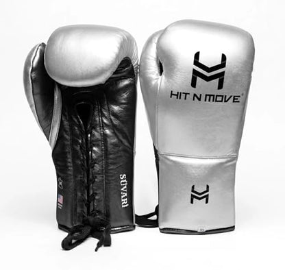 HIT N MOVE Süvari Horsehair Boxing Gloves Hook and Loop, Lace-Up Boxing Gloves Men, Boxing Equipment, MMA Gloves Men, UFC Gloves Horsehair and 100% Cow Leather - size: 12 Oz, style: Lace-up Silver