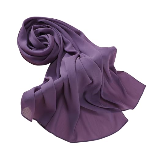 Premium Long Crinkle Chiffon Hijab Scarf for Women, Very Soft Muslim Head Scarfs - color: Lavender