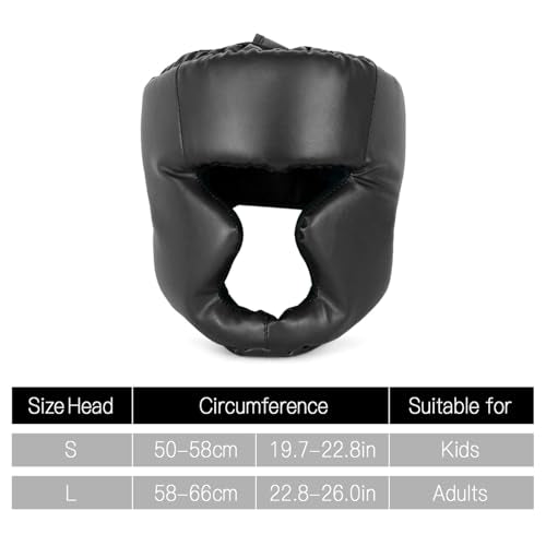 ZJchao Kickboxing Headgear, PU Leather MMA Sparring Helmet, with Thick Foam Padding, Full Coverage for Boxing, MMA, Martial Arts, Comfortable Adjustable Closure Lock, Holes for Good (L