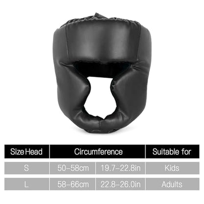 ZJchao Kickboxing Headgear, PU Leather MMA Sparring Helmet, with Thick Foam Padding, Full Coverage for Boxing, MMA, Martial Arts, Comfortable Adjustable Closure Lock, Holes for Good (L