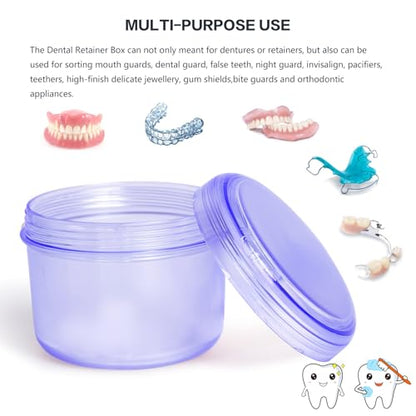 Uouovo Large Denture case, No-Leak Denture Bath Box Denture Cup, Retainer Cleaning Box, Complete Clean Care for Dentures, Clear Braces, Mouth Guard, Night Guard & Retainers (transparent blue) - color: transparent blue