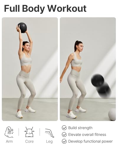 YOTTOY Medicine Ball for Exercise-slam Ball for 6&10&15 lb,Non Slip Grip,Durable Construction,Sand Filling Training,Workout,Gym for Man&Woman
