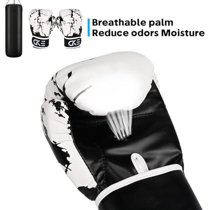 CKE Kids Boxing Gloves for Kids Boys Girls Junior Youth Toddlers Age 5-12 Years Training Boxing Gloves for Punching Bag Kickboxing Muay Thai - color: Black/White