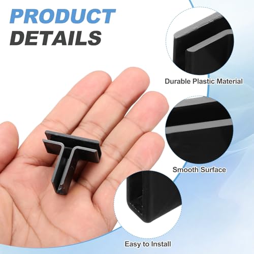uxcell 12Pcs Plastic Glass Connector, t Shaped Glass to Glass Clamp for 4mm Thick, Fixing Bracket Rimless Clip Holder for Aquarium Fish Tank Display Shelves, (4mm, Black) - size: 4mm
