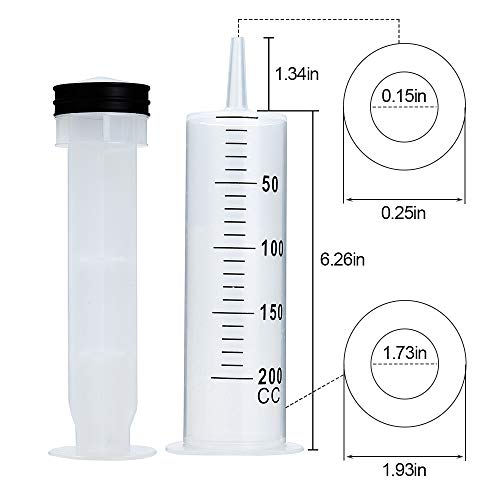 200ml Syringe with 27.6 Inch Tube and Needle 14G 1.5”, Large Plastic Syringe Individually Packaged for Scientific Labs, Watering, Refilling - style: 200 ml