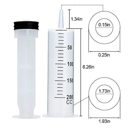 200ml Syringe with 27.6 Inch Tube and Needle 14G 1.5”, Large Plastic Syringe Individually Packaged for Scientific Labs, Watering, Refilling - style: 200 ml