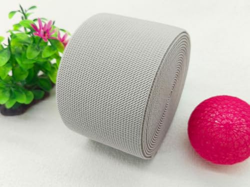 Gray Knit Elastic Band 3 inch 5 Yards Double-Side Twill Woven Elastic Heavy Stretch Elastic Spool for Sewing Pants Waistband, Wigs, Skirts, Craft DIY Projects (#29) - color: Gray #29