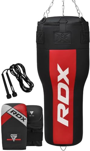 RDX Uppercut Unfilled Punch Bag for Boxing, Kickboxing Training, Maya Hide Leather Angled Heavy Bag Set with Punching Gloves for MMA, Muay Thai, Grappling, Sparring, BJJ and Taekwondo