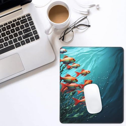 Fish Aquarium Mousepad Pad with Non-Slip Rubber Base, Waterproof Gaming Mousepad Pad Personalized Mousepad Mat Square Computer Mousepad for Office Laptop 10 x 12 Inch