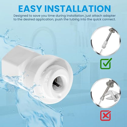 1/4" OD Quick Connect x 1/4" Comp (7/16" UNS Thread) Female Faucet Adapter Fitting for Water Filtration RO Faucet Adapter. White. - size: 1/4" OD Quick Connect x 1/4" COMP