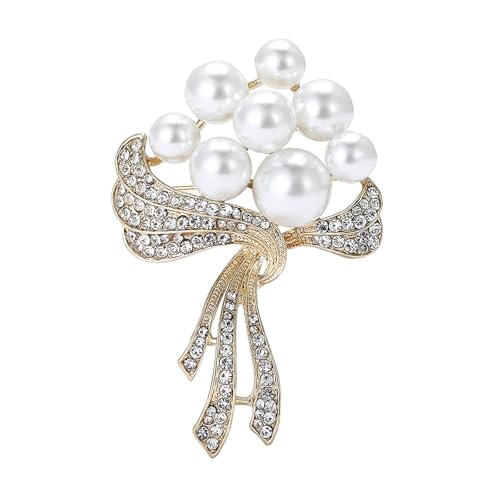 Pearl Brooch,Flower Brooch Pearl Brooches for Women Elegant Vintage Womens Brooches and Pins - color: Gold