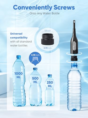 Portable Bidet for Travel – Electric Peri Bottle with Dual Spray Modes, 360° Nozzle, Water Bottle Adapter, USB Rechargeable, Waterproof, Travel Bidet for Postpartum & Personal Hygiene (Black)