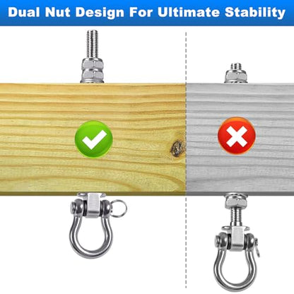 6Pcs Heavy Duty Swing Hangers with Bearings Swing Hooks for Wood & Metal Beams Stainless Steel Swing Hardware Bolts for Hanging Swings Chair Hammock Aerial Yoga Porch Swing 5" X M2/5", 1500LB Capacity - color: 6 pack - 5"