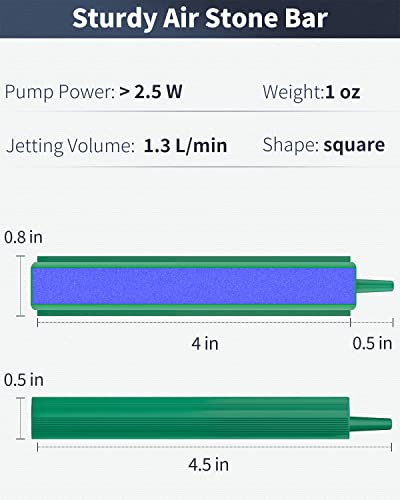 Aquarium Air Stone Bar with 6.5 Feet Airline Tubing for Nano Air Pump Small Bucket and Fish Tank