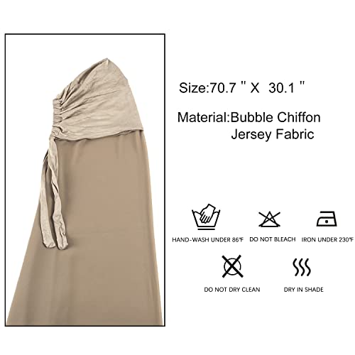 Instant Chiffon Hijab with Tie Back Under Cap Solid Color Soft Chiffon Scarf With Hijab Inner Caps For Muslim Women - color: Moon Light