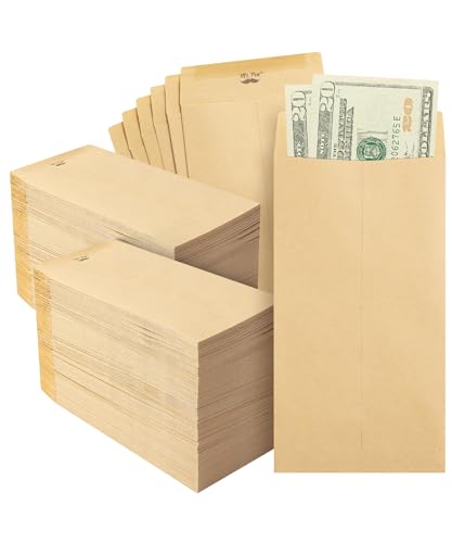 Mr. Pen- Money Envelopes for Cash, 6.5" x 3.5", 500 Pack, Kraft Paper | Self-Adhesive Bulk Cash Envelopes for Budgeting, Money and Coin Saving, Check, Budget, Small Item Organizing - color: Brown, size: 500 Pack