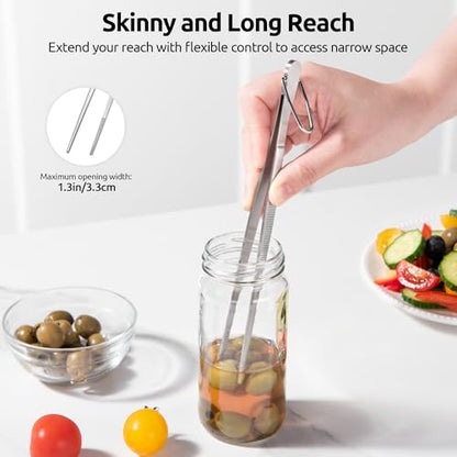 U-Taste 8in Kitchen Plating Tweezer: 18/8 Stainless Steel Food-Grade Metal Food Tong, Seamless-Welding, Sturdy and Flexible with Non-Slip Tips for Serving, Decorating, Cooking, Baking (Pointed Tip) - size: 8in (pointed tip)