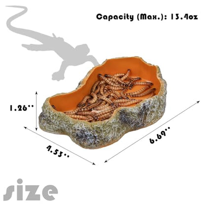 IBWell 7 Inch Reptile Food Dish Escape Proof Reptile Feeding Dish Resin Reptile Water Food Bowl for Bearded Dragon Chameleon Frog Snake Turtle Leopard Gecko - size: 7"
