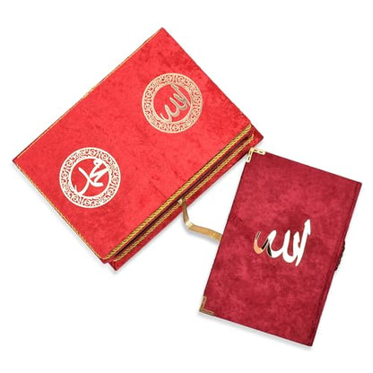 Quran Book with Rahle, Quran Stand, Islamic Gift, Muslim Gift for Eid Ramadan (Red) - color: Red