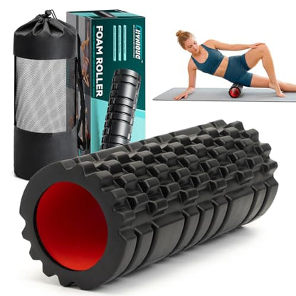 Foam Roller - 13'' Multi-Density Massage Roller for Deep Tissue & Muscle Recovery - Relieves Tight, Sore Muscles & Kinks, Improves Mobility & Circulation - Targets Key Body Parts (Black) - color: Black