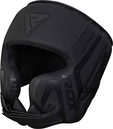 RDX Boxing Headgear Sparring Grappling, Maya Hide Leather, Head Gear for MMA Muay Thai Kickboxing Training, Multi Layered Padding, Taekwondo Martial Arts BJJ Wrestling Karate, Black - size: Small